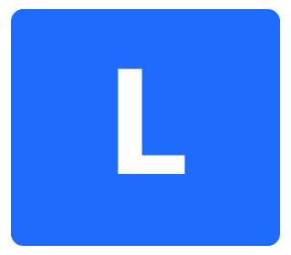 White upper case letter 'L' on a royal blue background