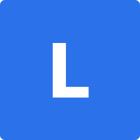 White upper case letter 'L' on a royal blue background
