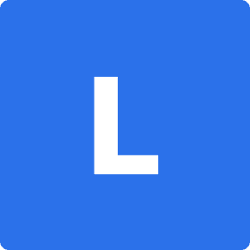 White upper case letter 'L' on a royal blue background